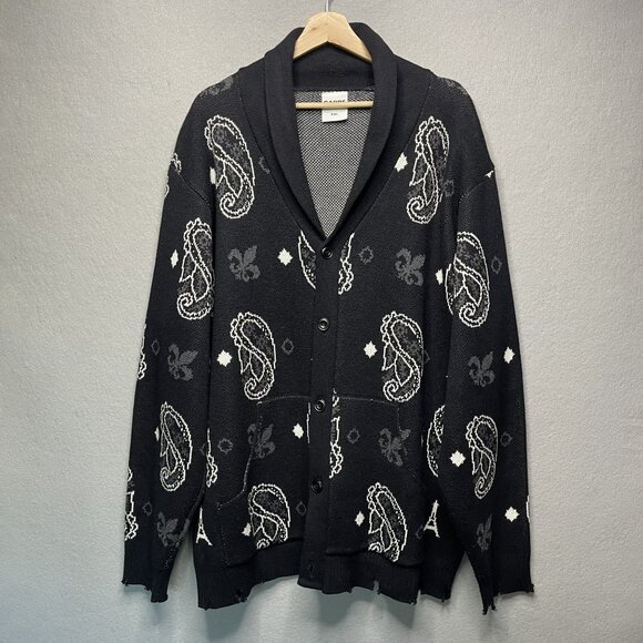Carré Paris France XXL Bandana Distressed Cardigan Sweater - Picture 1 of 7